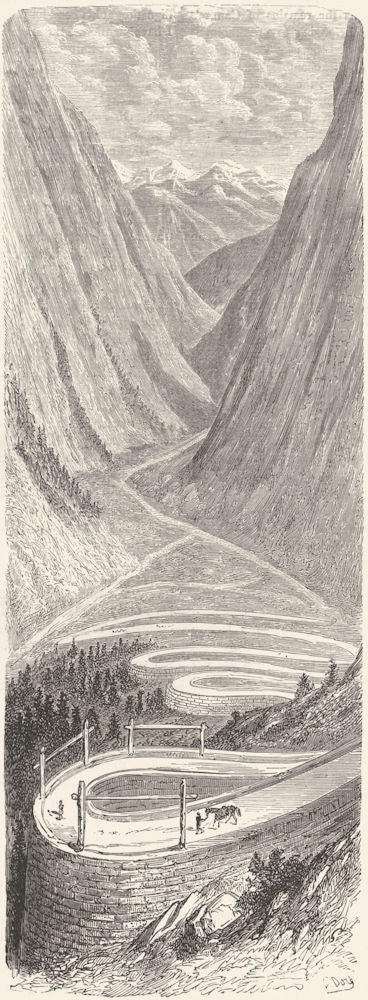 NORWAY. Stalheim Road 1880 old antique vintage print picture